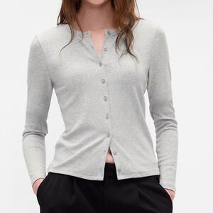 Gap Modern Crewneck Cardigan - Light Heather Grey